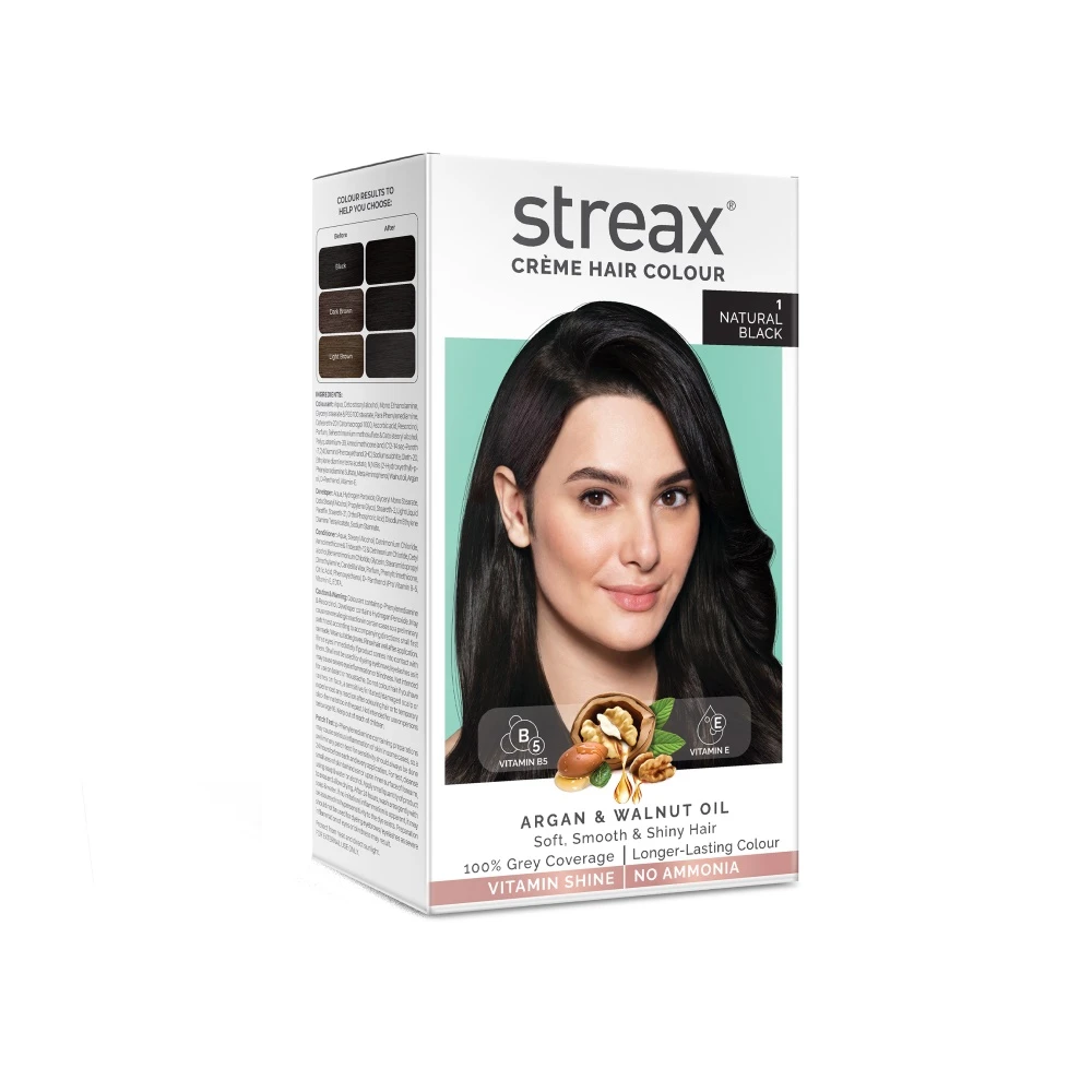 Streax Creme Hair Colour - Natural Black