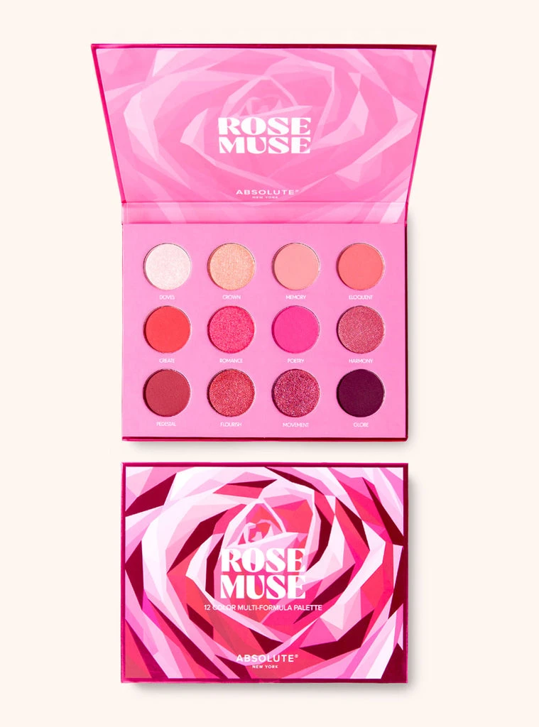 Absolute New York Rose Muse 12 Color Multi Formula Eyeshadow Palette