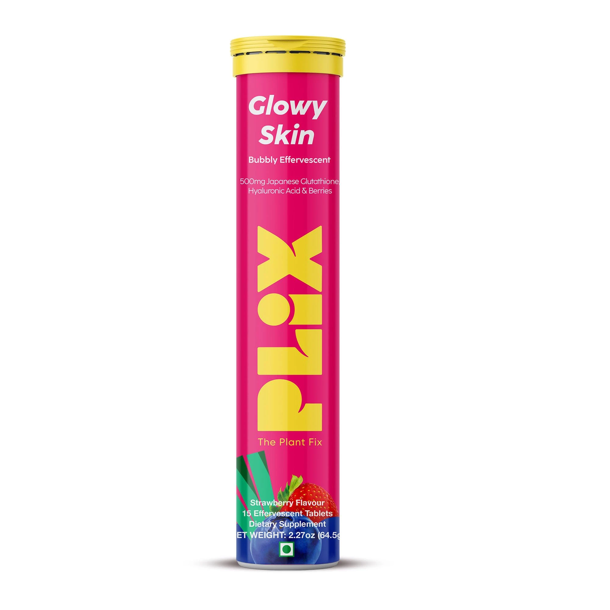 PLIX Glutathione Effervescent Tablets for Glowy Skin - Strawberry Flavour